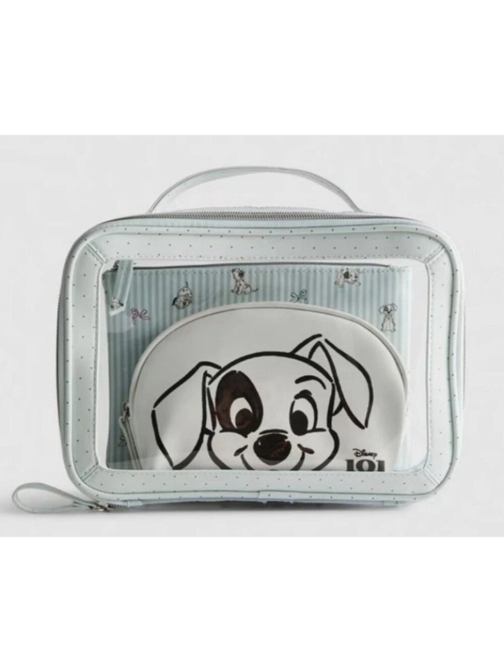 Disney 101 Dalmatians 3 Piece Makeup Bag Set Clear Cosmetic Case Toiletry Travel